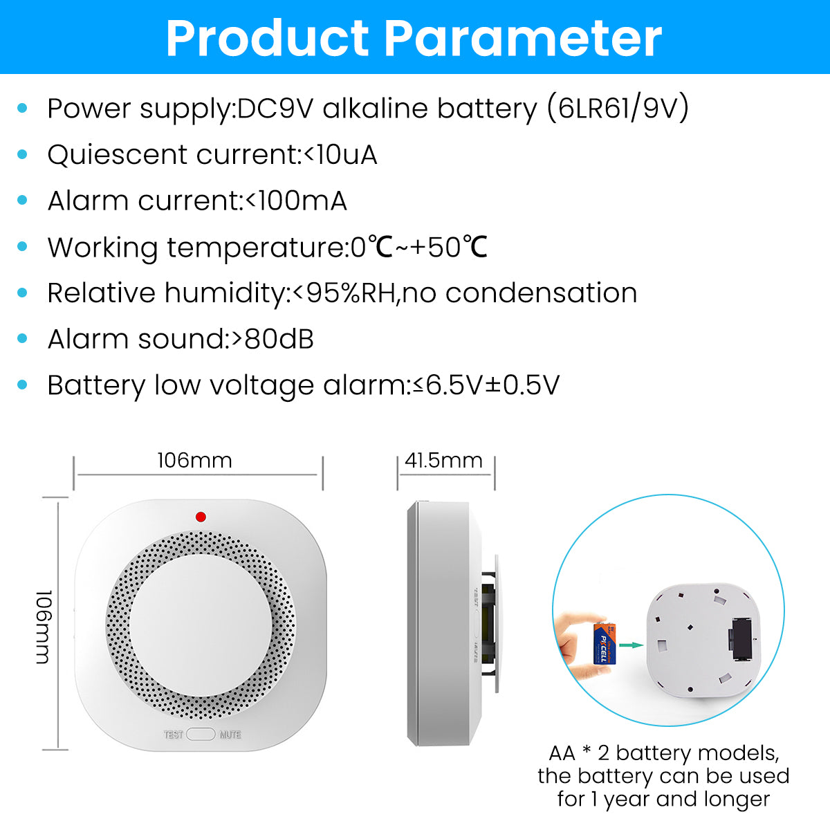 HASTHIP Smoke Detector with Alarm Fire-Retardant ABS Smoke Detector with 80db Alarm Sound Smart WiFi Smoke Alarm with Auto App Push Notification, Battery Powered for Home Office Bedroom HASTHIP Smoke Detector with Alarm Fire-Retardant ABS Smoke Detector with 80db Alarm Sound Smart WiFi Smoke Alarm with Auto App Push Notification, Battery Powered for Home Office Bedroom